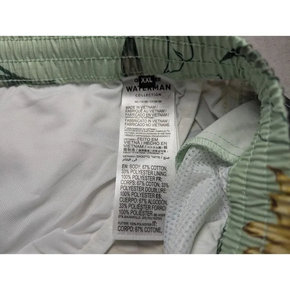 Quiksilver Men's XXL Perfect Bloom Volley Shorts Swim Trunks Green Pockets NEW